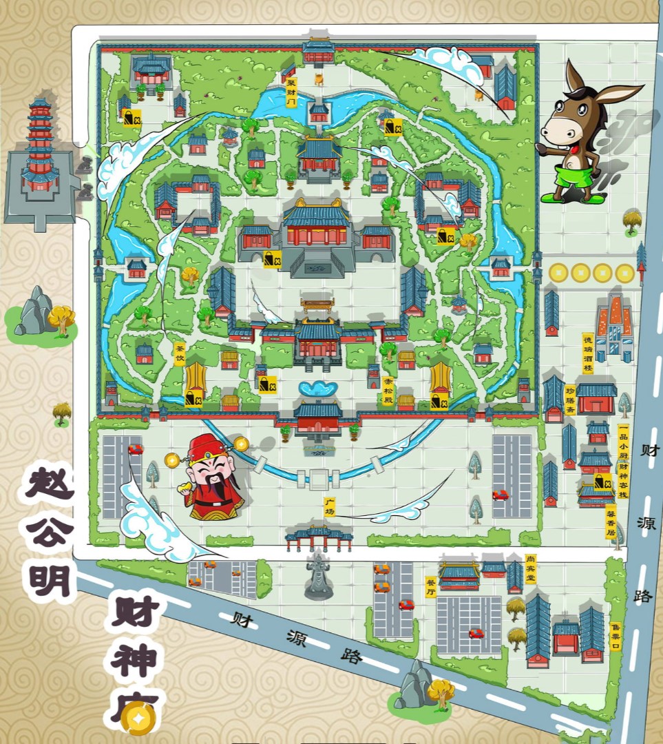 清溪镇寺庙类手绘地图